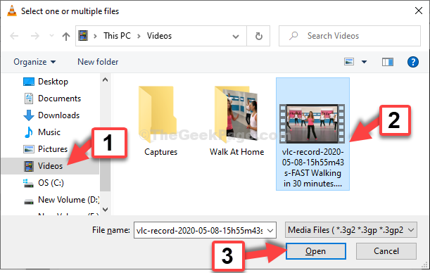 File Explorer Videos Select Video Open