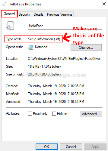 Helloface Properties General Type Of File Inf