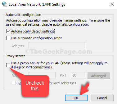 Lan Settings Proxy Server Use A Proxy Server For Your Lan Uncheck Ok
