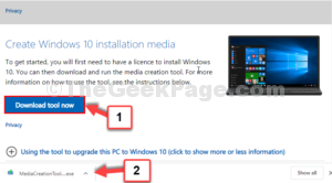 Microsoft download page Download tool now set up file