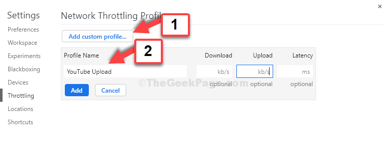 Network Throttling Profile Profile Name Youtube Upload