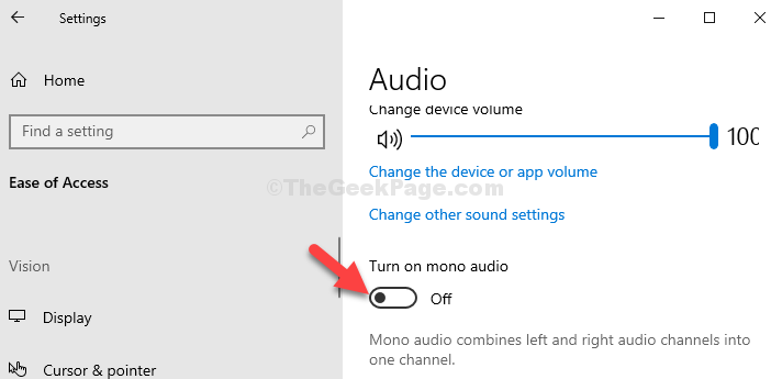 Next Window Right Side Scroll Down Turn On Mono Audio Turn Off
