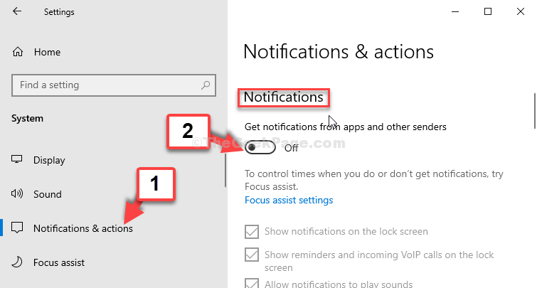 Notifications & Actions Notifications Get Notifications From Apps And Other Senders Turn Off