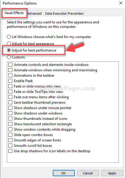 Performance Options Visual Effects Adjust For Best Performance