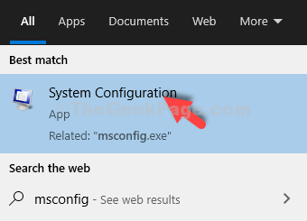 Start Search Msconfig System Configuration