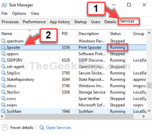 Task Manager Services Tab Spooler Status Running