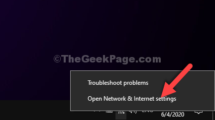 Taskbar Network Icon Right Click Open Network & Internet Settings