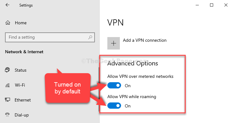 Vpn Advanced Options Both Options Turned On By Default