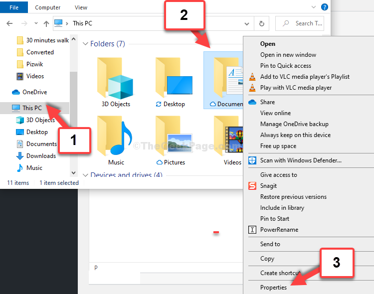 Win + E File Explorer This Pc Shortcut Documents Right Click Properties
