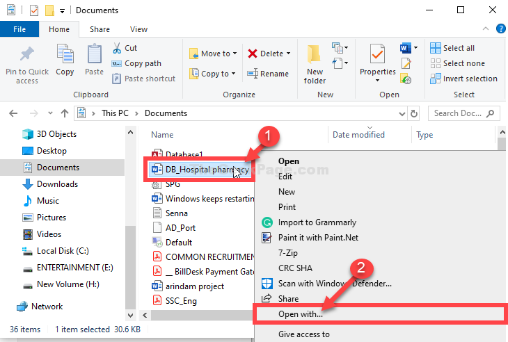 box open in word document missing