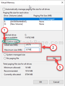 set the file size