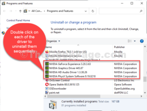 uninstall nvidia drivers