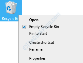 Desktop Recycle Bin Right Click Properties