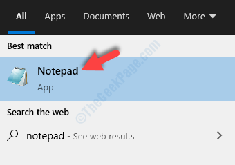 Desktop Start Search Notepad Result