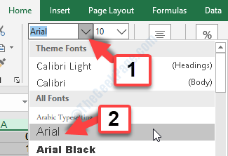 Excel Ctrl + A Home Font Style Arial