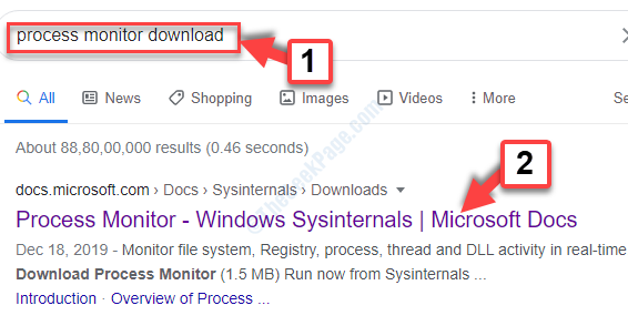 Google Search Process Monitor Download 1st Link