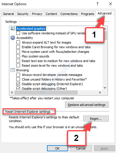 Internet Options Advanced Tab Reset Internet Explorer Settings Reset