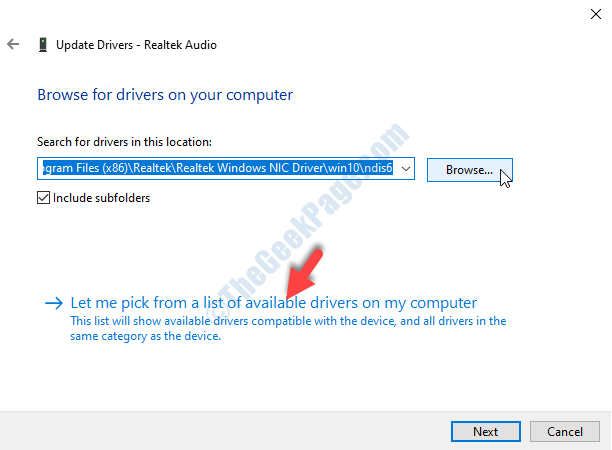 Let Me Pick From A List Of Available Drivers On A Computer