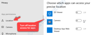 Privacy Location Choose which apps can access your precise location Turn off