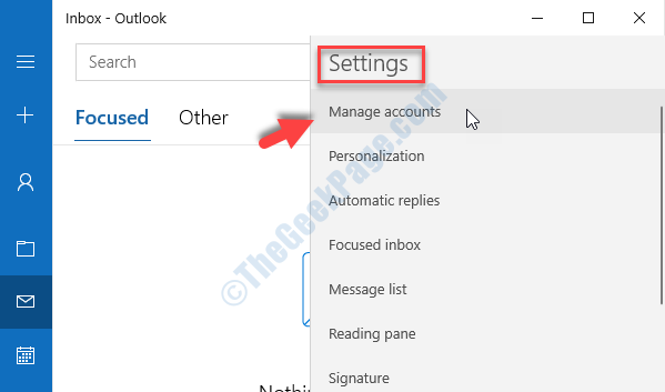 Right Side Settings Section Manage Accounts