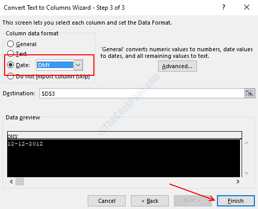 date format - text to column wizard