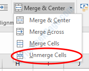 unmerge cells