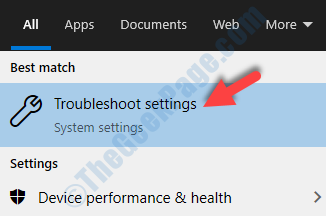 Start Search Troubleshooter Troubleshoot Settings Left Click