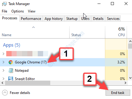 Task Manager Processes Tab Google Chrome End Task