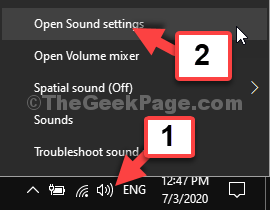 Taskbar System Tray Speaker Icon Right Click Open Sound Settings