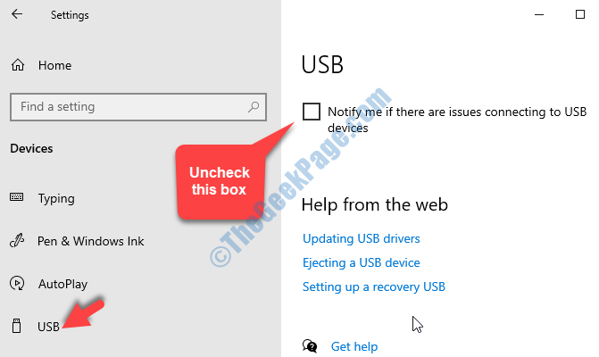 Usb Right Side Notify Me If There Are Issues Connecting To Usb Devices Uncheck