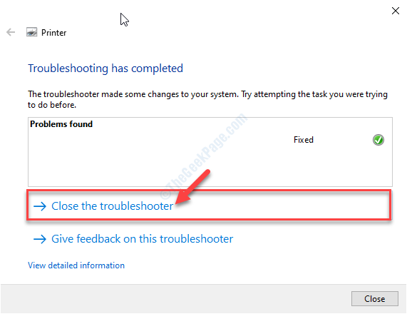 Close Troubleshooter