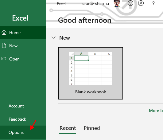 Excel Options Min