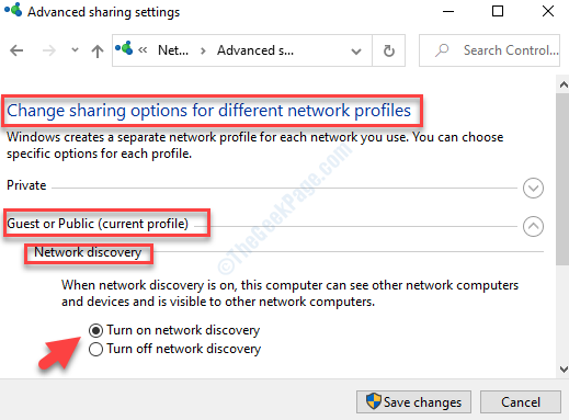 Advanced Sharing Settings Private Guest Or Public (current Profile) Network Discovery Enable Turn On Network Discovery