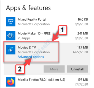 Apps Apps features Movies TV Advanced options
