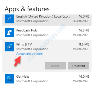 Apps Apps & Features Find The Problem App Advanced Options