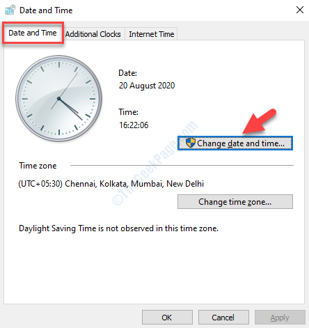 Date And Time Dialogue Box Date And Time Tab Change Date And Time