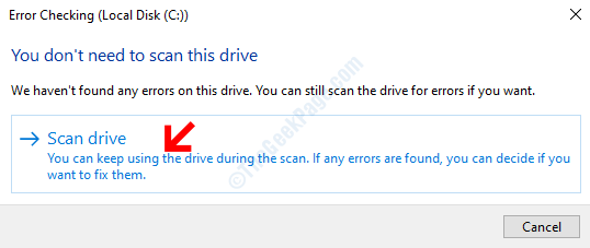 Error Checking Prompt Scan Drive