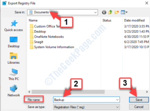 Export Registry File Location File Name Save
