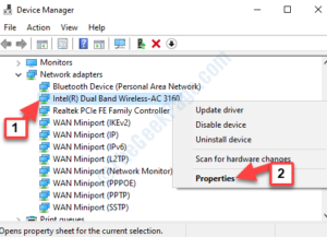 Locate Network Adapter Right Click Properties