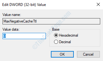Maxnegativecachettl Edit Dword Value Value Data 0