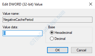 Negativecacheperiod Edit Dword Value Value Data 0