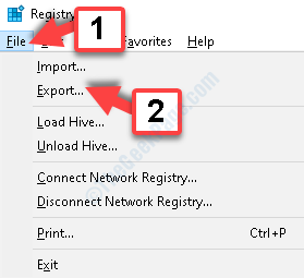 Registry Editor File Tab Export
