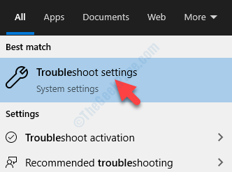 Result Left Click Troubleshoot Settings