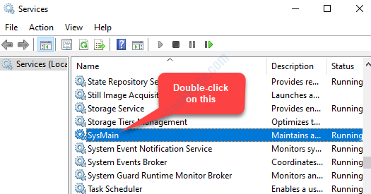 Services Right Side Name Sysmain Double Click