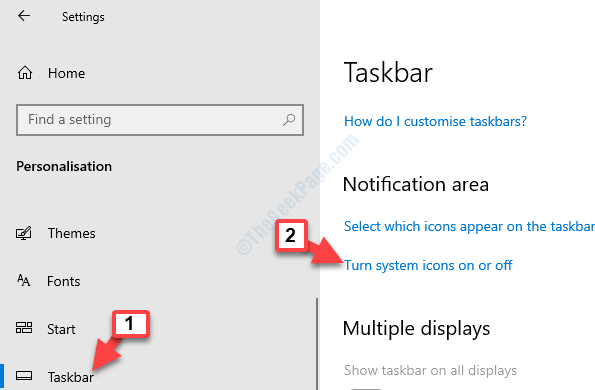 Personalization Taskbar Turn System Icons On Or Off