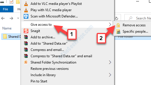 Shared Folder Right Click Give Access To Remove Access