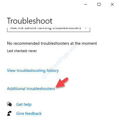 Update & Security Right Side Troubleshoot Additional Troubleshooters