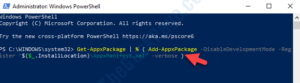 Windows Powershell Admin run command to re register action center Enter