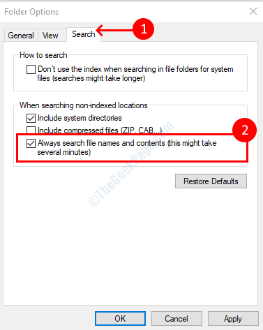 Folder Search Options
