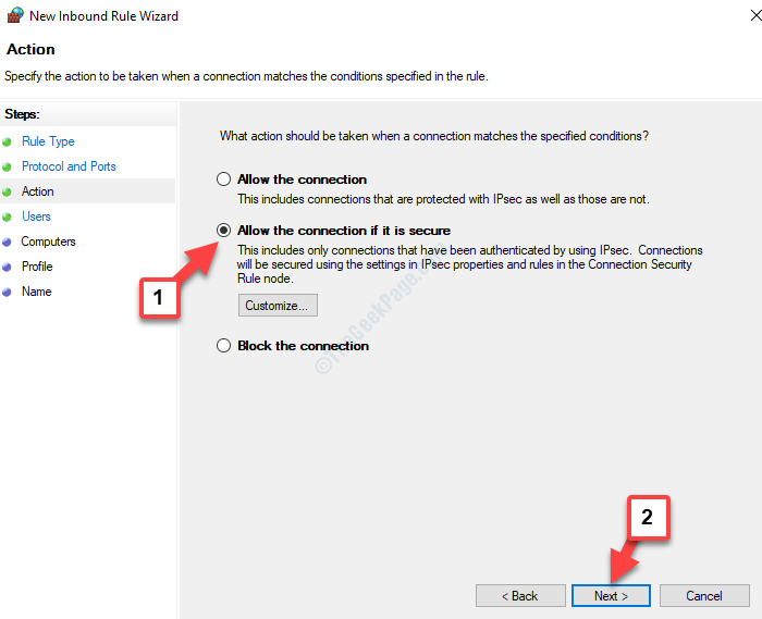 Action Allow The Connection If Its Secure Next